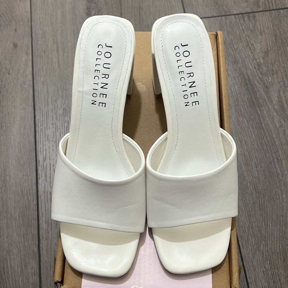 White heeled open toe sandals